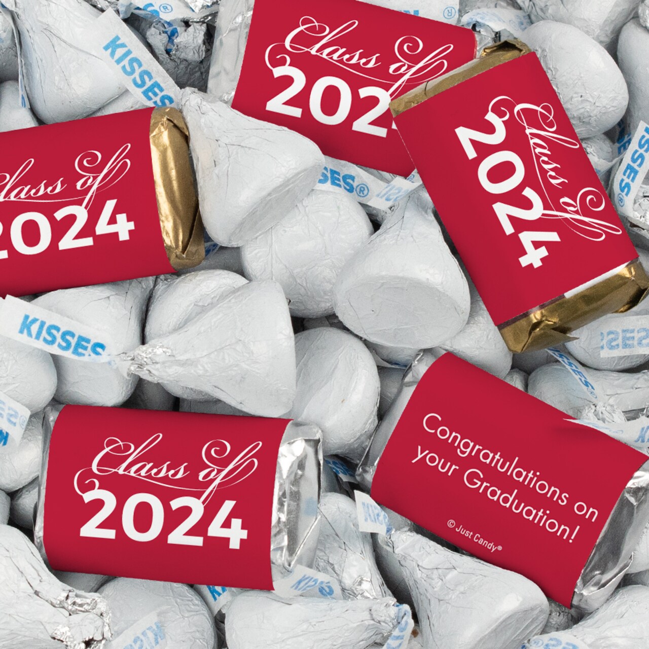 116 Pcs Graduation Candy Party Favors Hershey's Miniatures and White Kisses by Just Candy (1.5 lbs approx. 116 Pcs)